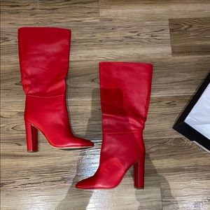 Tony Bianco Red Leather ‘Jester’ Knee-High Boots